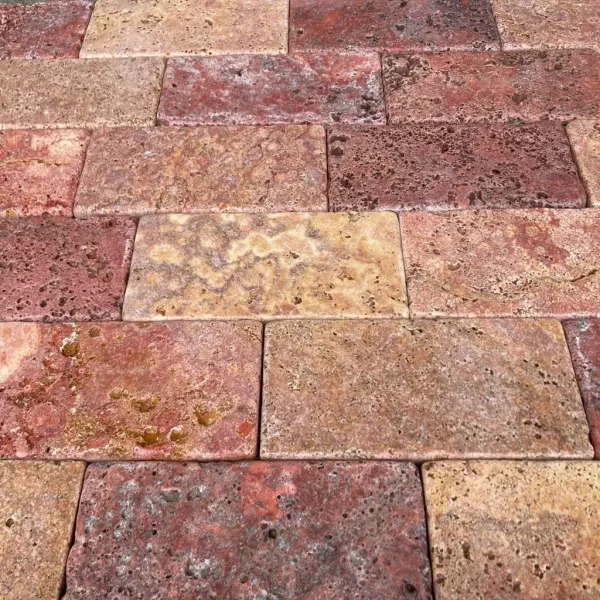 Senini Stone srl | TRAVERTINO ROSSO PERSIA 10 X 20 ANTICATO