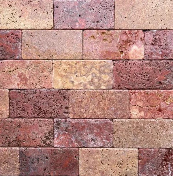 Senini Stone srl | TRAVERTINO ROSSO PERSIA 10 X 20 ANTICATO