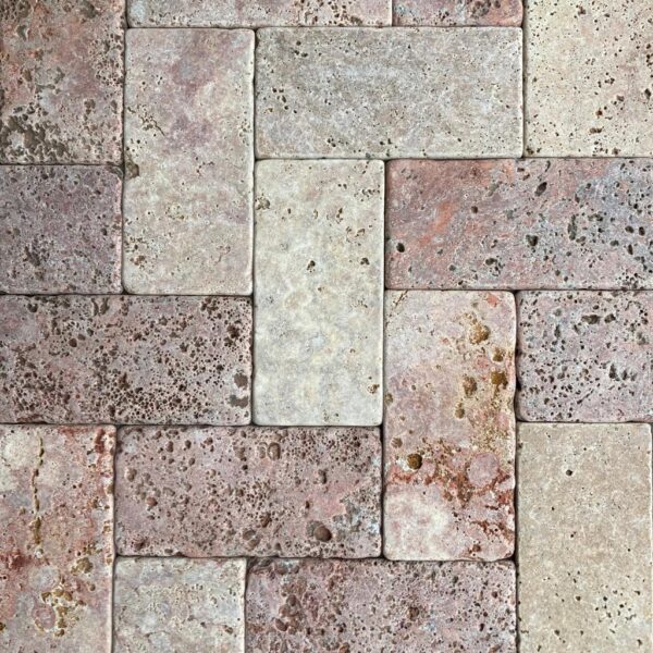 Senini Stone srl | TRAVERTINO ROSSO PERSIA 10 X 20 ANTICATO