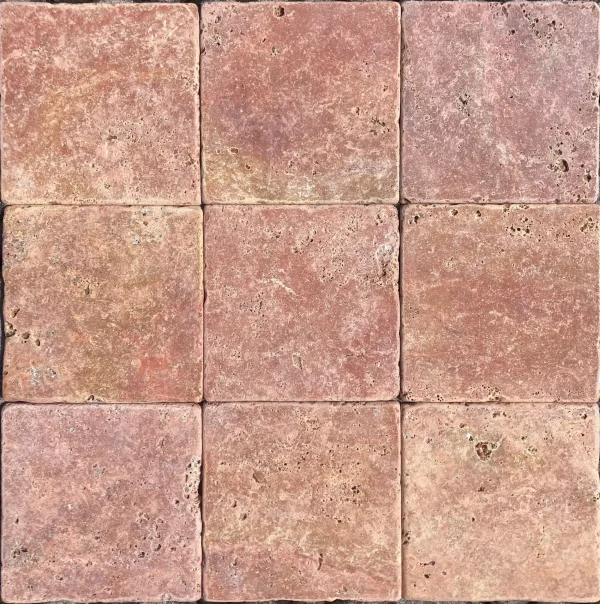 Senini Stone srl | TRAVERTINO ROSSO PERSIA 20X20 BURATTATO SP. 1 CM