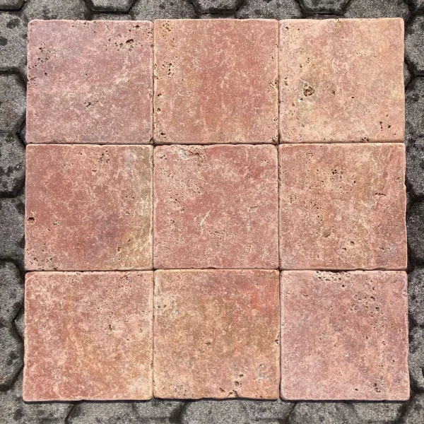 Senini Stone srl | TRAVERTINO ROSSO PERSIA 20X20 BURATTATO SP. 1 CM