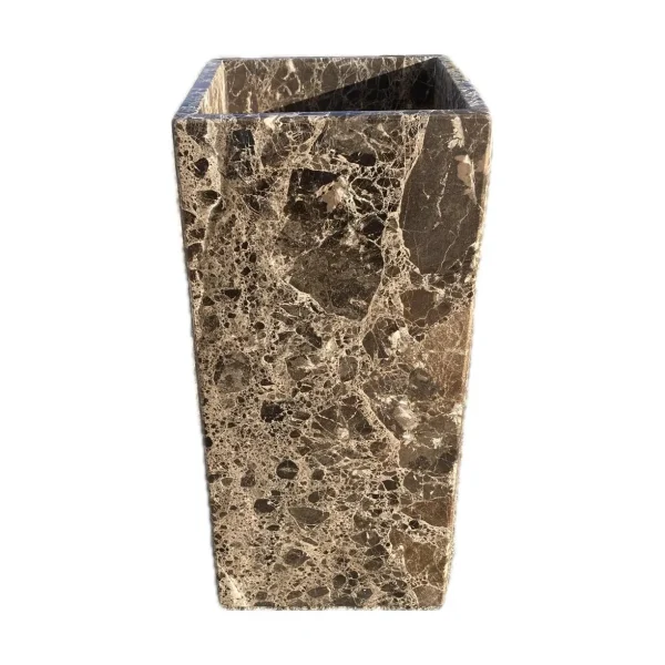 Senini Stone srl | VASO STONE EMPERADOR DARK 14,5×14,5 H. 30,5 CM