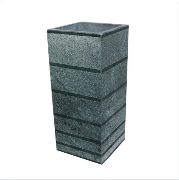 Senini Stone srl | VASO STONE VERDE RIGHE 13,5×13,5 H. 30,5 CM