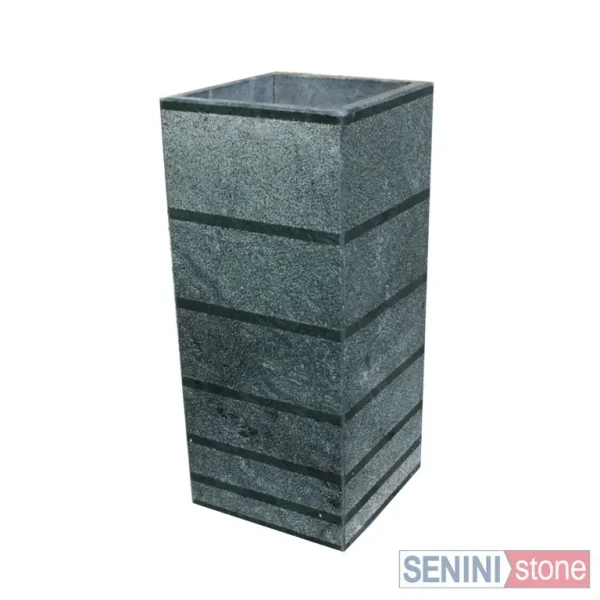 Senini Stone srl | VASO STONE VERDE RIGHE 13,5×13,5 H. 30,5 CM